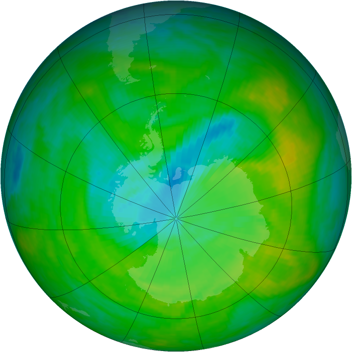 Antarctic ozone map for 11 December 1989